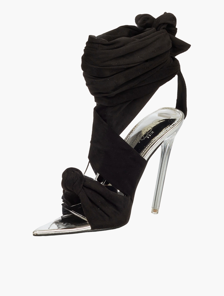 Faux suede 2025 wraparound platform heels